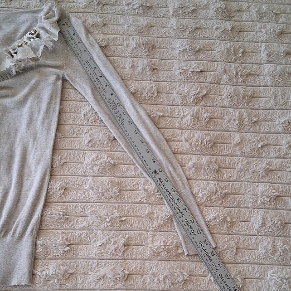 BKE Cream Off-the-Shoulder Sweater with Rosette Detail - Picture 3 of 5